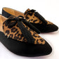 Leopard Pointed Bow Tasseled Loafers