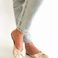 Minnie's Satin Mules in gold champagne