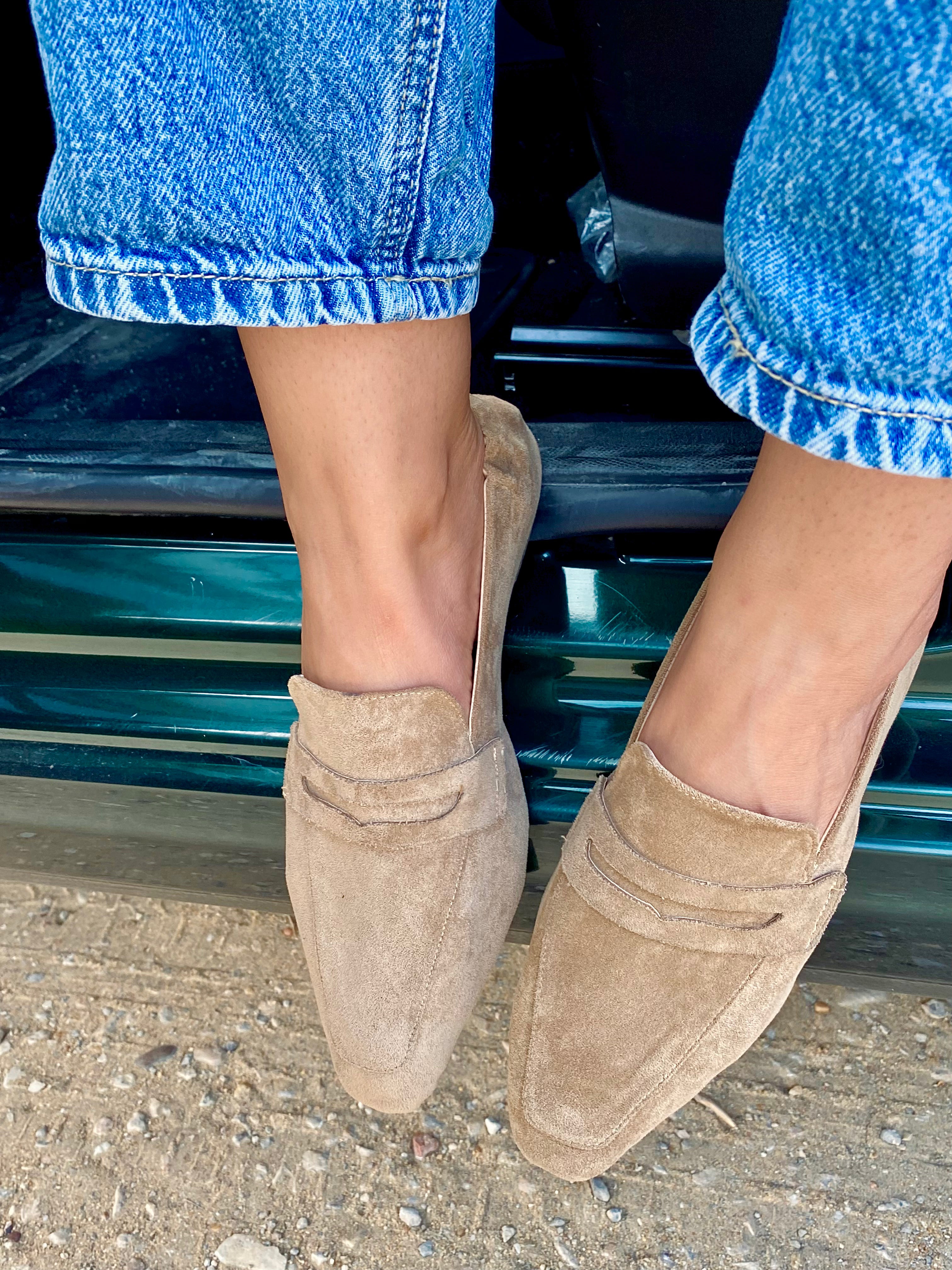 Beige French Back-Band Loafers