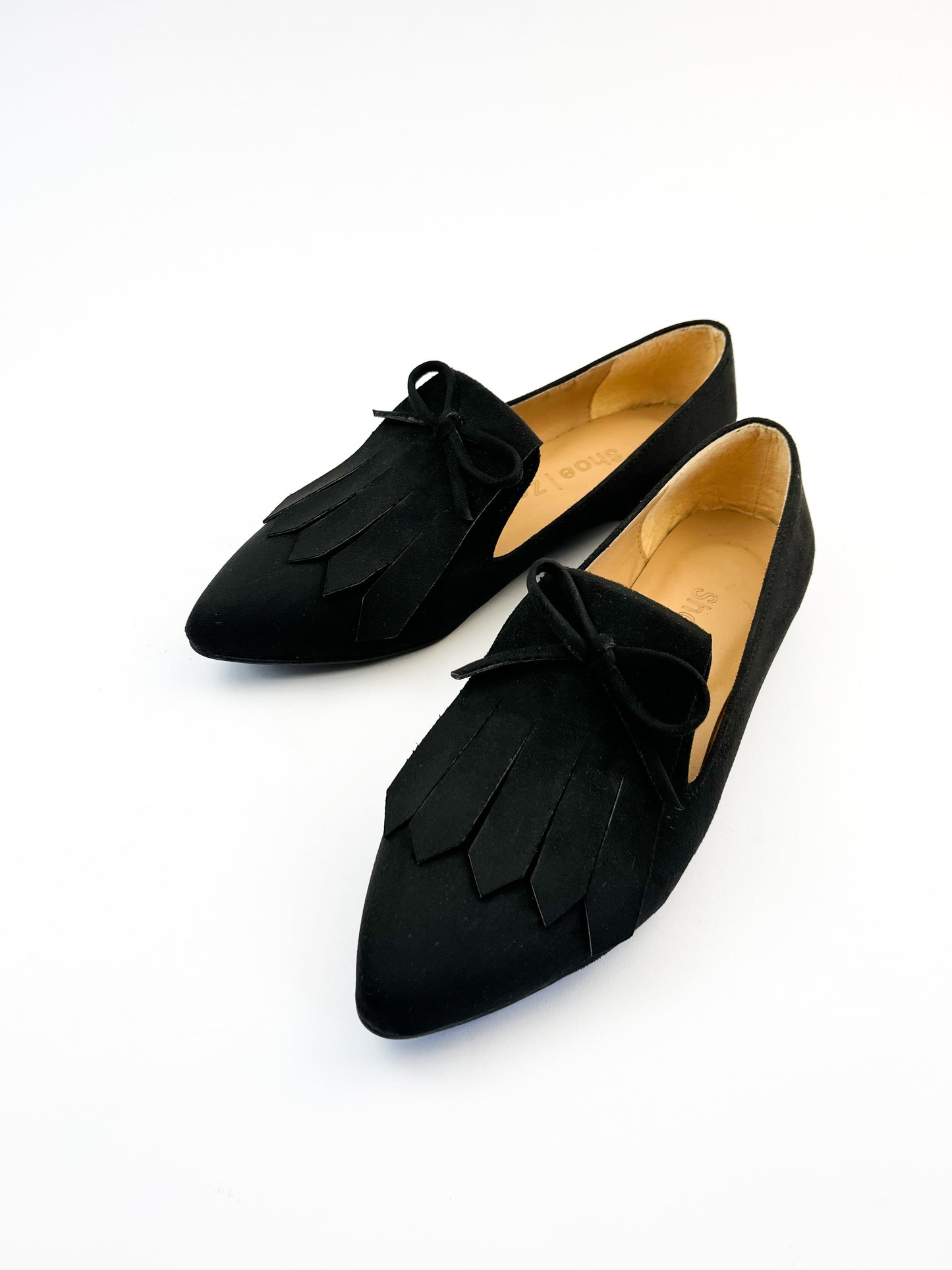 Black Fringed Suede Loafers