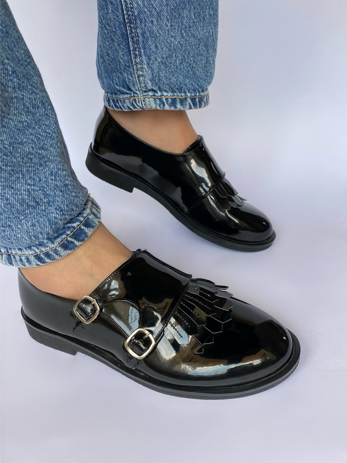 Patent Leather Double-Monk Strap Shoes