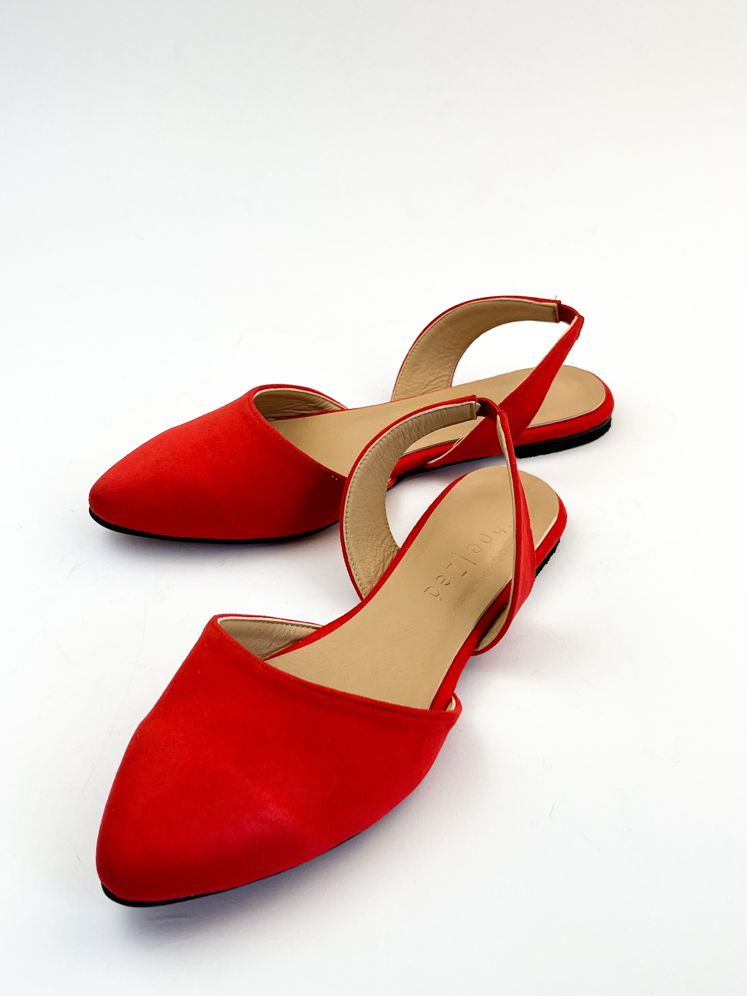 Red slingback shops flats