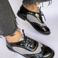 Black X Light Grey Patent Oxford Shoes