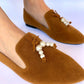 Havane Pointed Pearls Loafers