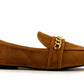 Camel Gold Chain Loafers