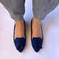 Navy Blue Classic Pointed Tasseled Flats