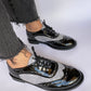 Black X Light Grey Patent Oxford Shoes