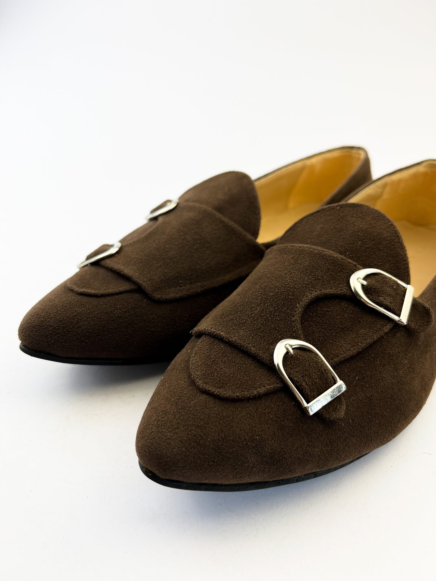 Brown Double-Monk Strap Suede Loafers