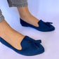 Navy Blue Classic Pointed Tasseled Flats