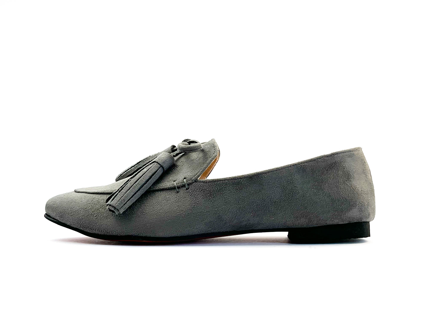 Light Grey Pointed Bow Tasseled Loafers