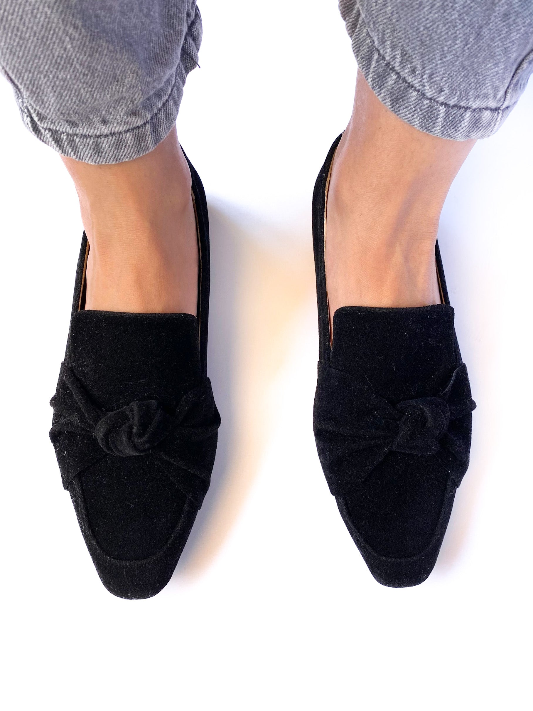 Black Square Toe Knot Loafers