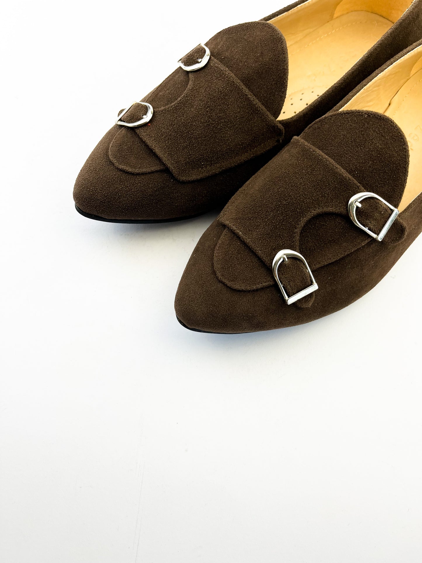 Brown Double-Monk Strap Suede Loafers