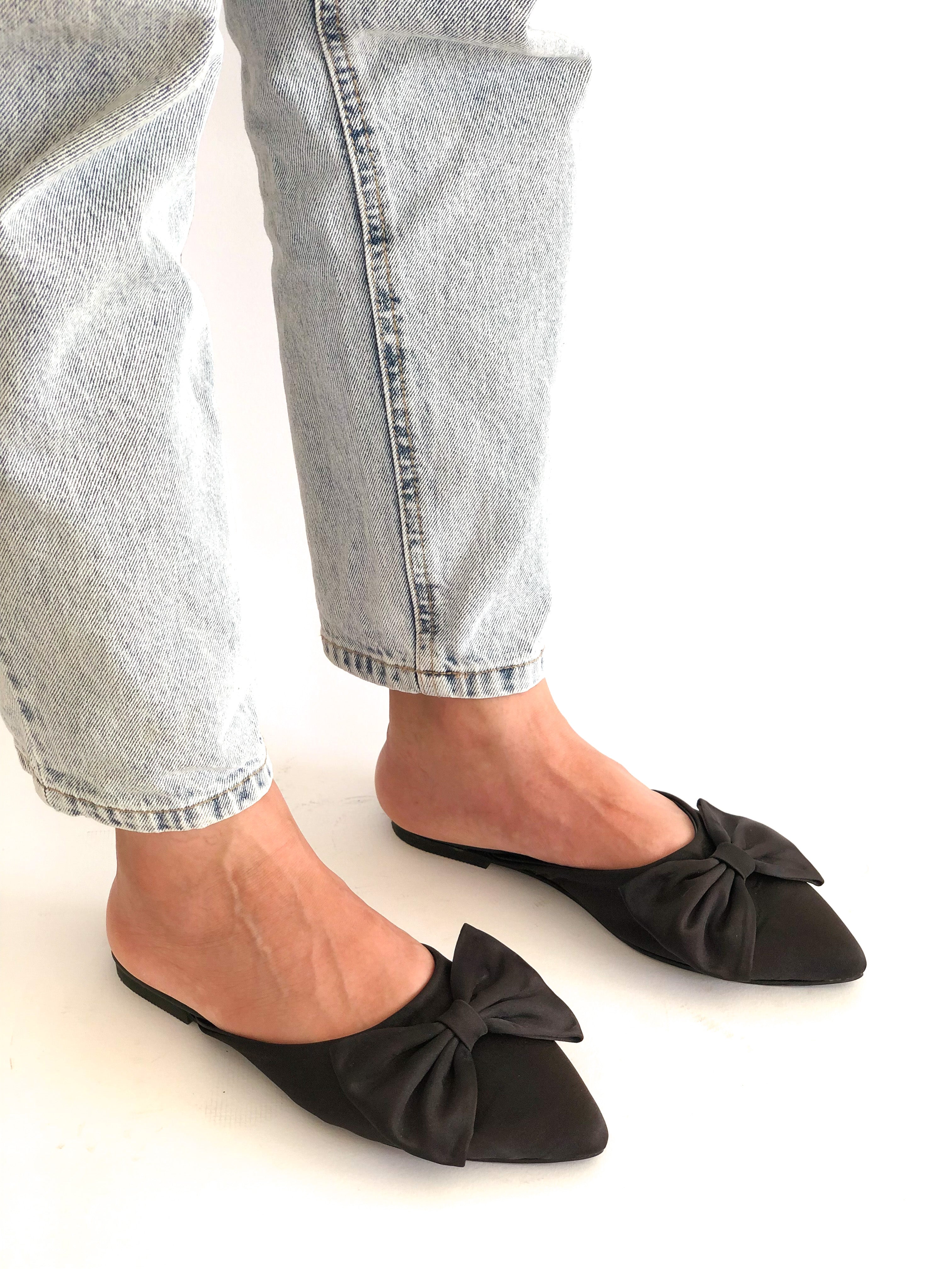 Satin mules clearance flat