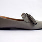 Light Grey Pointed Bow Tasseled Loafers